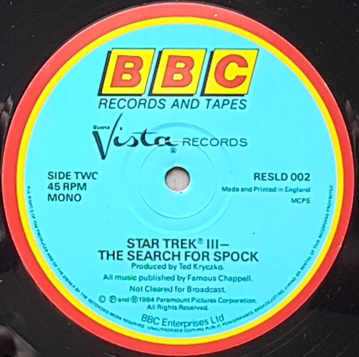 RESLD 002 Star trek III - The search for Spock Unknown from the BBC records and Tapes library Label